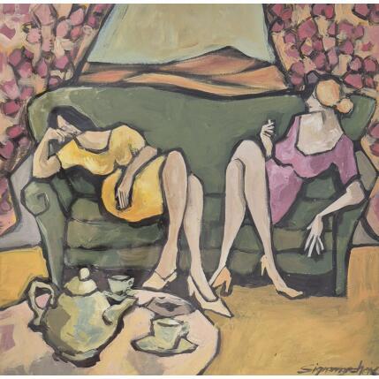 Painting Confidences by Signamarcheix Bernard | Painting Naive art Acrylic, Ink, Pastel