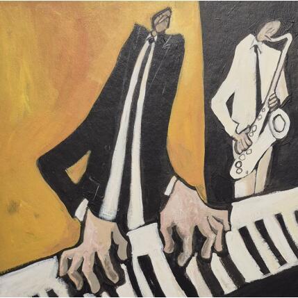 Painting Piano et sax by Signamarcheix Bernard | Painting Naive art Acrylic, Ink, Pastel