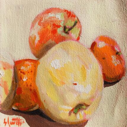 Painting Apple and clementine  by Coueffic Sébastien | Painting Figurative Oil