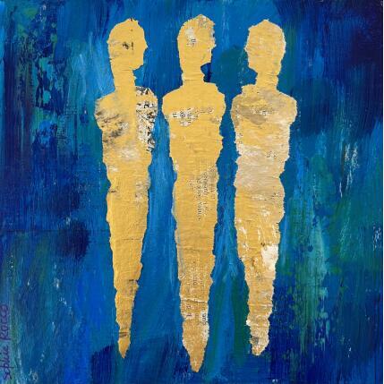 Painting Complicité Azur by Rocco Sophie | Painting Raw art Acrylic, Gluing, Sand Pop icons
