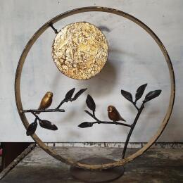 Sculpture oiseau lune sur socle by Eres Nicolas | Sculpture Figurative Metal Animals