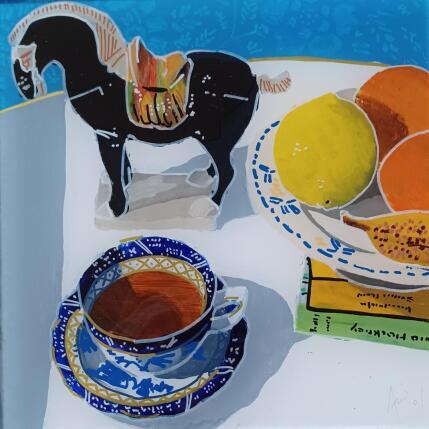 Painting Gengis appréciait le thé  by Auriol Philippe | Painting Figurative Acrylic, Plexiglass, Posca Pop icons, Still-life
