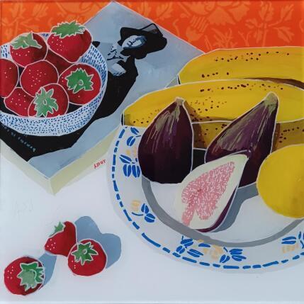 Painting Oscar et Andy appréciaient les fruits frais by Auriol Philippe | Painting Figurative Acrylic, Plexiglass, Posca Still-life