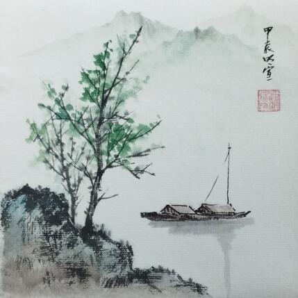 Peinture Spring lake par Du Mingxuan | Tableau Figuratif Aquarelle, Encre Paysages