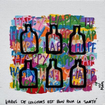 Gemälde 6 BOTTLES von Mam | Gemälde Pop-Art Acryl Pop-Ikonen