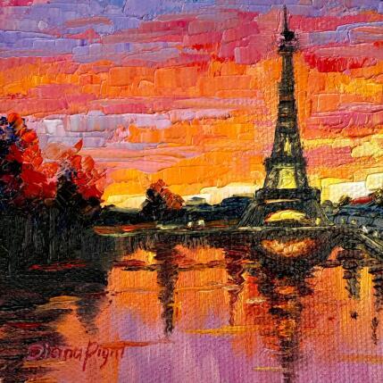 Painting Golden Hour in Paris by Pigni Diana | Painting Impressionism Oil Architecture, Landscapes