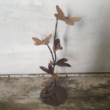 Sculpture Papillon sur tige by Eres Nicolas | Sculpture Figurative Metal Animals