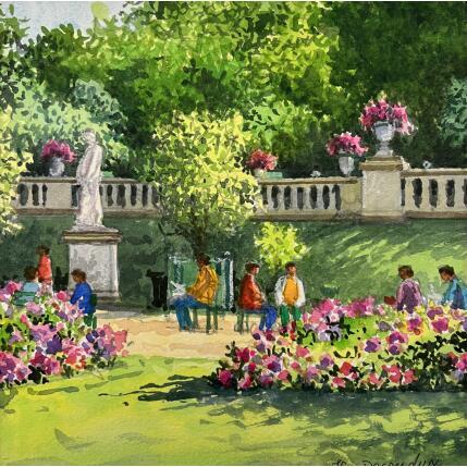 Painting Jardin du luxembourg le soir by Decoudun Jean charles | Painting Figurative Watercolor Pop icons, Urban
