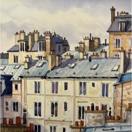 Painting Toits du matin by Decoudun Jean charles | Painting Figurative Watercolor Pop icons, Urban