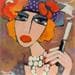 Painting Femme au fume cigarette by Fauve | Painting Figurative Acrylic Life style