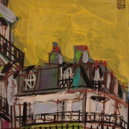 Painting Paris respire by Anicet Olivier | Painting Figurative Acrylic, Pastel Architecture, Urban