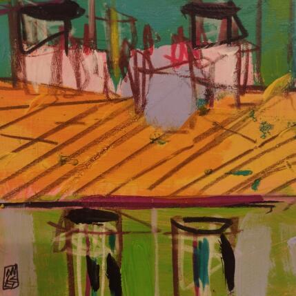 Painting Les rayons sont perdus sur le toit by Anicet Olivier | Painting Figurative Acrylic, Pastel Architecture, Urban