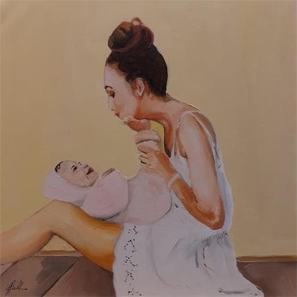 Peinture Asian tenderly par Gallo Manuela | Tableau Figuratif Acrylique scènes de vie