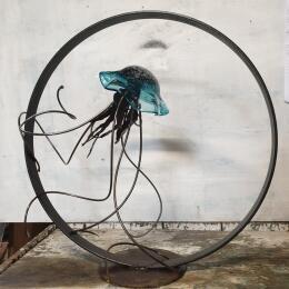 Sculpture méduse by Eres Nicolas | Sculpture Figurative Metal Animals