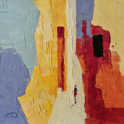 Painting Entremig de vermells by Tomàs | Painting Abstract Oil Pop icons, Urban