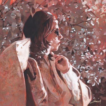 Painting Le fil de mes pensées by Gemini. H  | Painting Realism Acrylic, Oil Life style, Nature, Portrait
