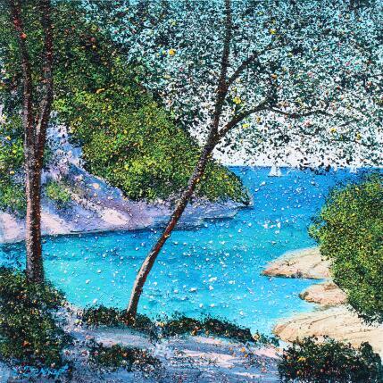 Painting L'eau turquoise et le sud de la France by Dessapt Elika | Painting Impressionism Acrylic, Sand