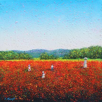 Peinture Les coquelicots de maman par Dessapt Elika | Tableau Impressionnisme Acrylique, Sable
