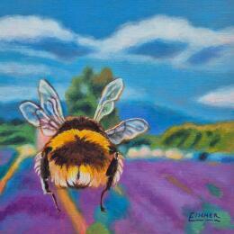 Painting Le Gardien des champs  by Emma Fischer | Painting Figurative Acrylic Animals, Landscapes, Nature, Pop icons