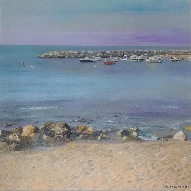 Painting In the beach by Castignani Sergi | Painting Figurative Landscapes Marine Oil Acrylic