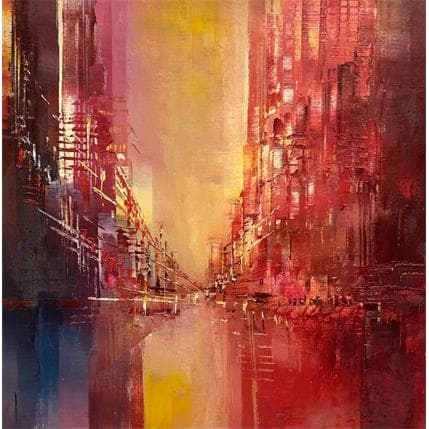 Painting Ciel d'or by Levesque Emmanuelle | Painting Abstract Oil Urban