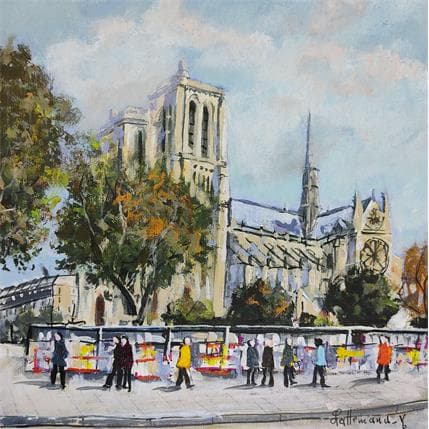 Painting Notre Dame - Bouquinistes by Lallemand Yves | Painting Figurative Acrylic Urban