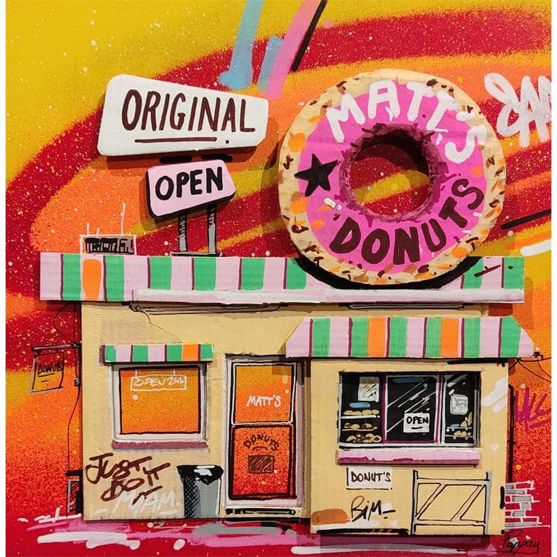 Painting Matt's donuts by Pappay | Painting Street art Mixed Pop icons