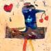 Painting L'oiseau à coeur by De Sousa Miguel | Painting Raw art Life style