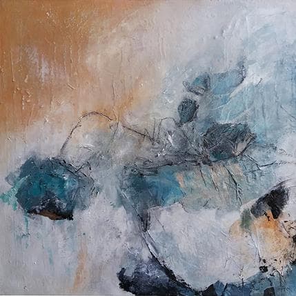 Painting Saison bleue 2 by Han | Painting Abstract Mixed Landscapes