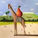 Painting Girafe et poire rouge by Lionnet Pascal | Painting Surrealist Oil Animals