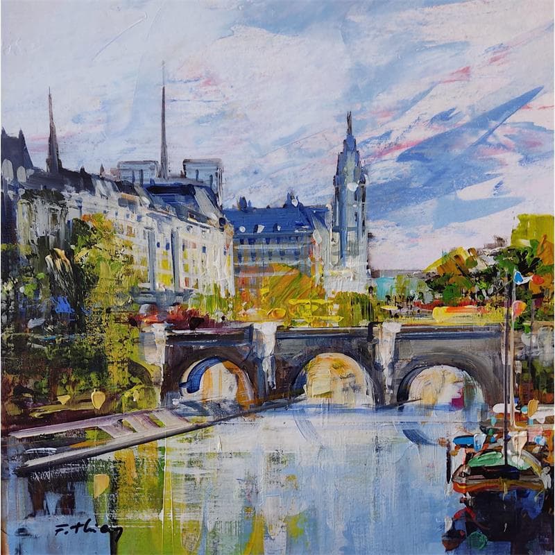 Painting Les bâteaux du Pont-Neuf by Frédéric Thiery | Painting Figurative Acrylic Landscapes