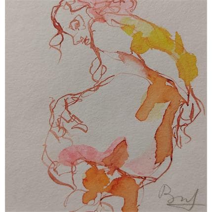 Peinture anaïs une main dans le dos par Brunel Sébastien | Tableau Figuratif Aquarelle nu