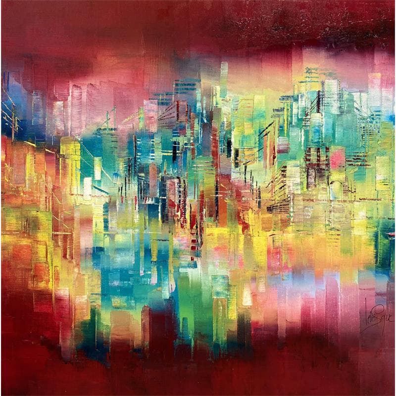 Painting Verdoyante by Levesque Emmanuelle | Painting Abstract Urban Oil