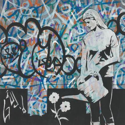 Gemälde waiting the rain von Di Vicino Gaudio Alessandro | Gemälde Street art Acryl, Graffiti Alltagsszenen