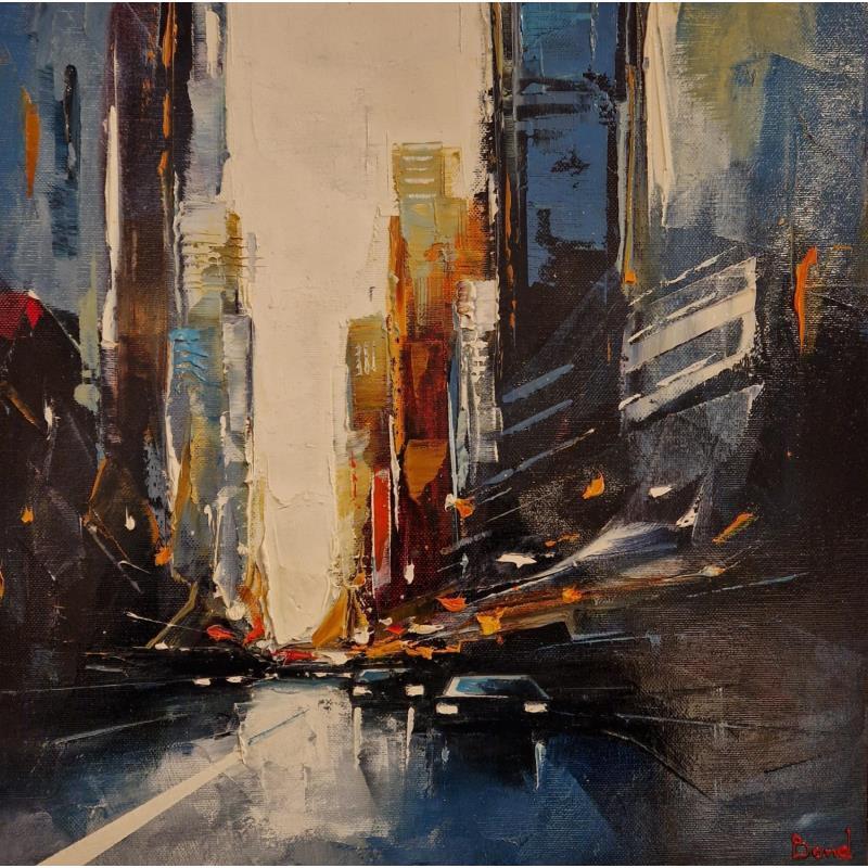 Painting DRIVE AT NIGHT by Bond Tetiana | Painting Figurative Oil Urban
