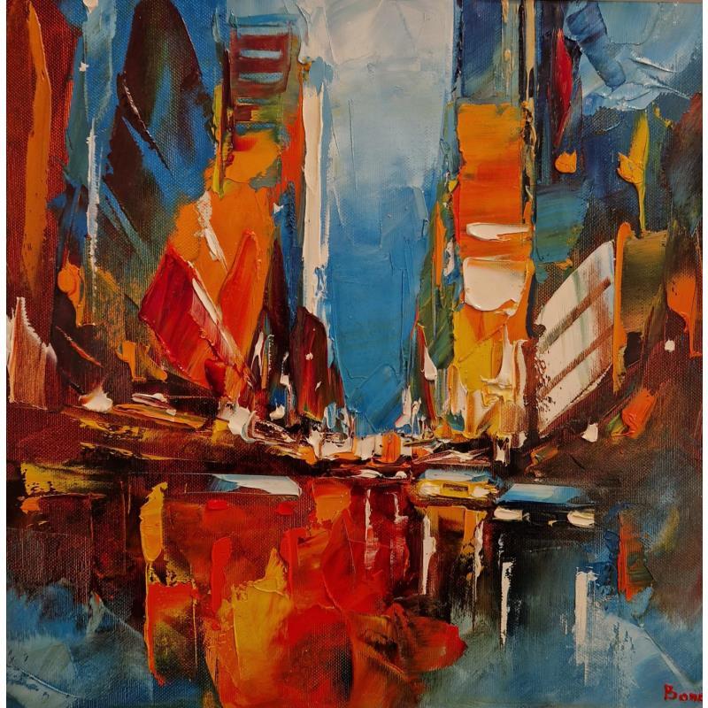 Painting COLORFULL CITY by Bond Tetiana | Painting Figurative Oil Urban