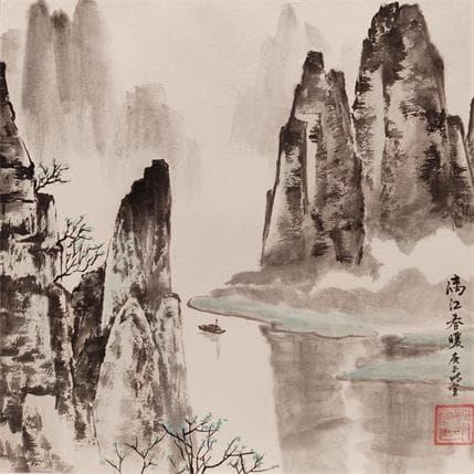 Painting Le Fleuve Lijiang by Du Mingxuan | Painting Figurative Mixed Landscapes