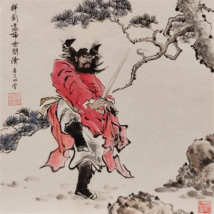 Peinture Zhong Kui par Du Mingxuan | Tableau Figuratif Mixte Paysages