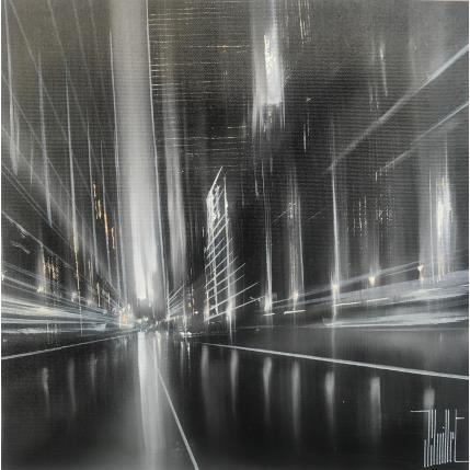 Painting black and white vertigo by Guillet Jerome | Painting Figurative Acrylic, Oil Urban