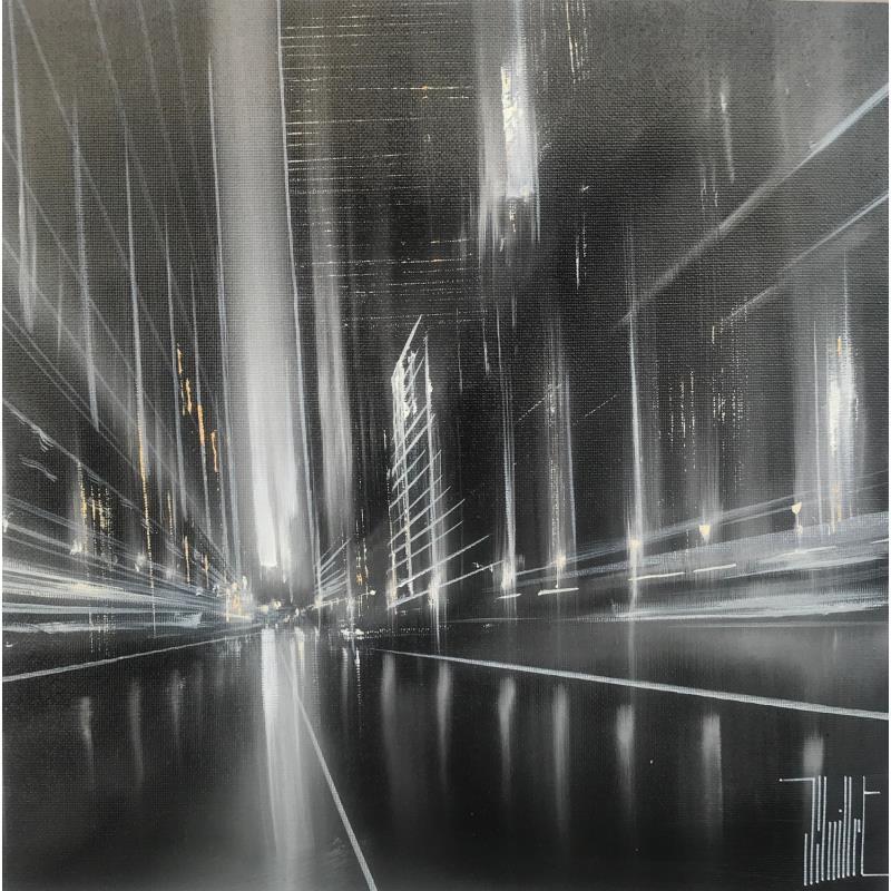 Painting black and white vertigo by Guillet Jerome | Painting Figurative Acrylic, Oil Urban