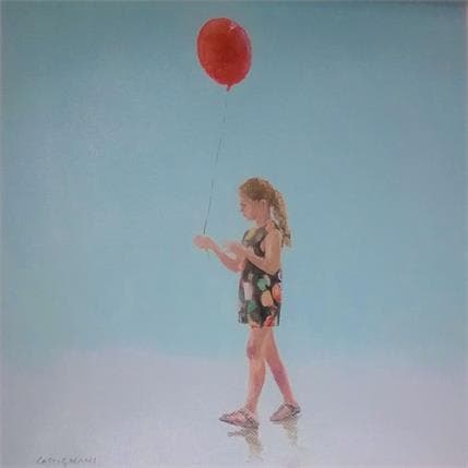 Gemälde ballon rouge1 von Castignani Sergi | Gemälde Figurativ Acryl, Öl Alltagsszenen, Landschaften