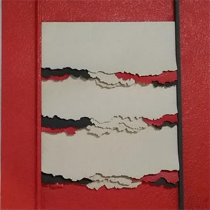 Peinture tapis rouge par Clisson Gérard | Tableau Abstrait Mixte minimaliste