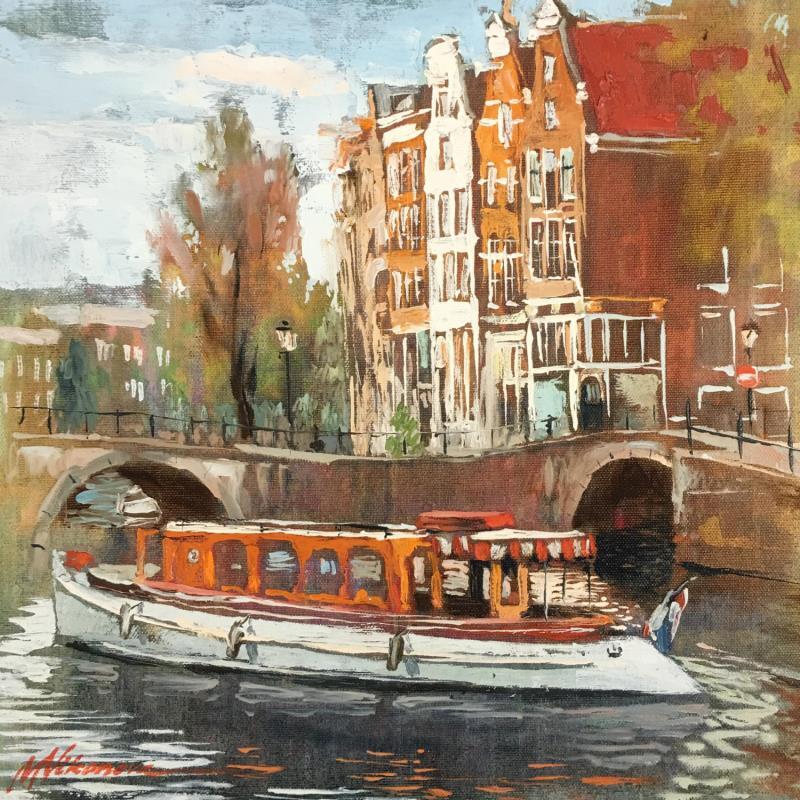 Painting A walk along the canals of Amsterdam by Niko Marina  | Painting Figurative Urban Oil