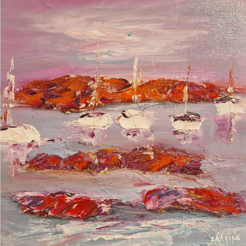 Painting crépuscule maritime by Shahine | Painting Figurative Landscapes Oil