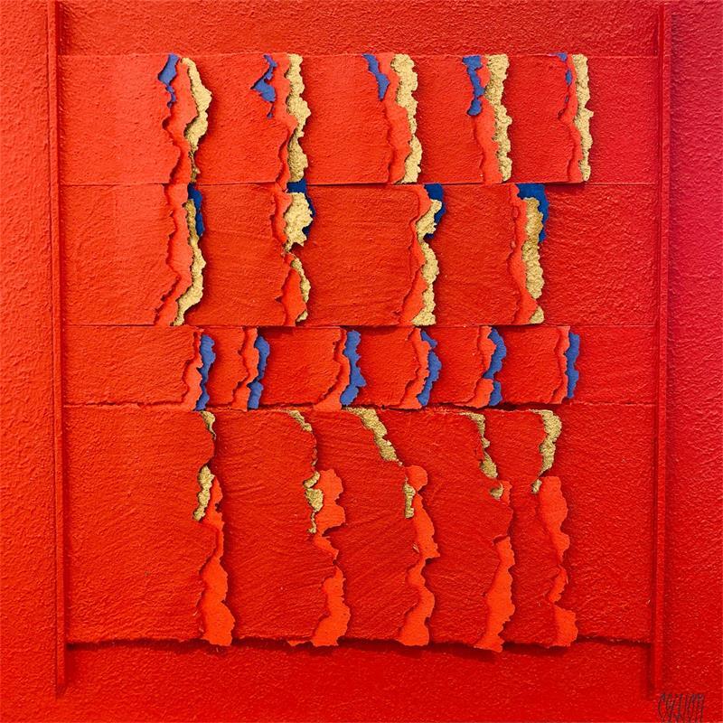 Painting Golden red by Clisson Gérard | Painting Abstract Minimalist