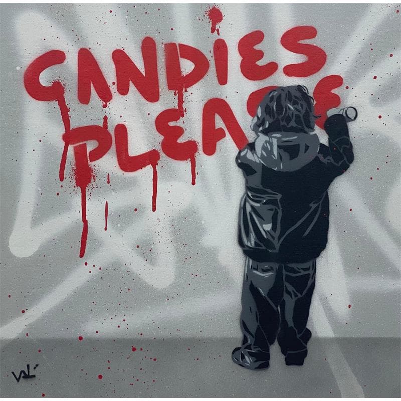Gemälde Candies please von Lenud Valérian  | Gemälde Street art Alltagsszenen Graffiti