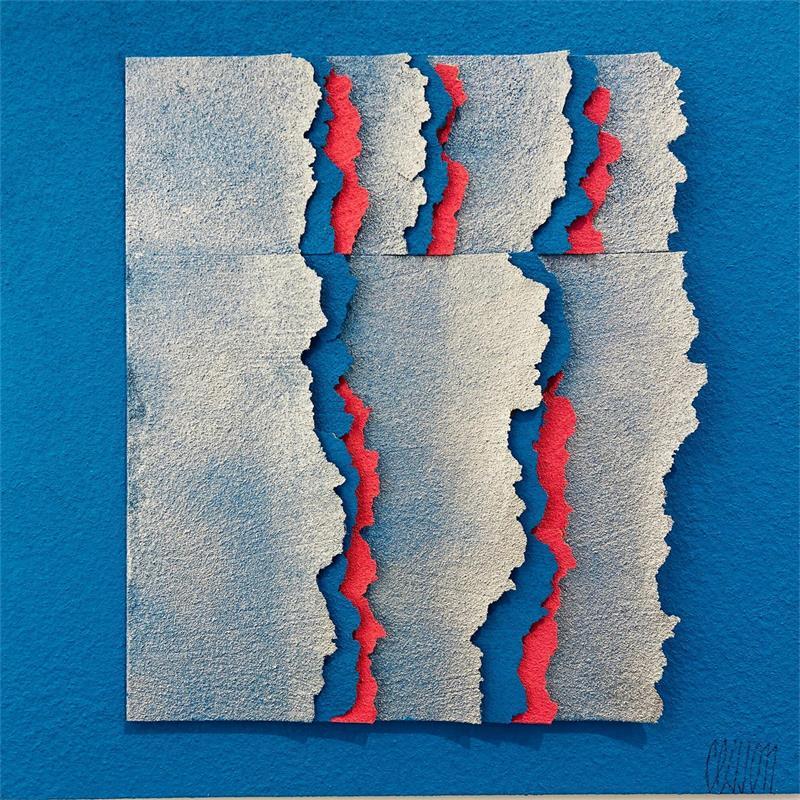 Peinture Bleu argenté par Clisson Gérard | Tableau Abstrait minimaliste