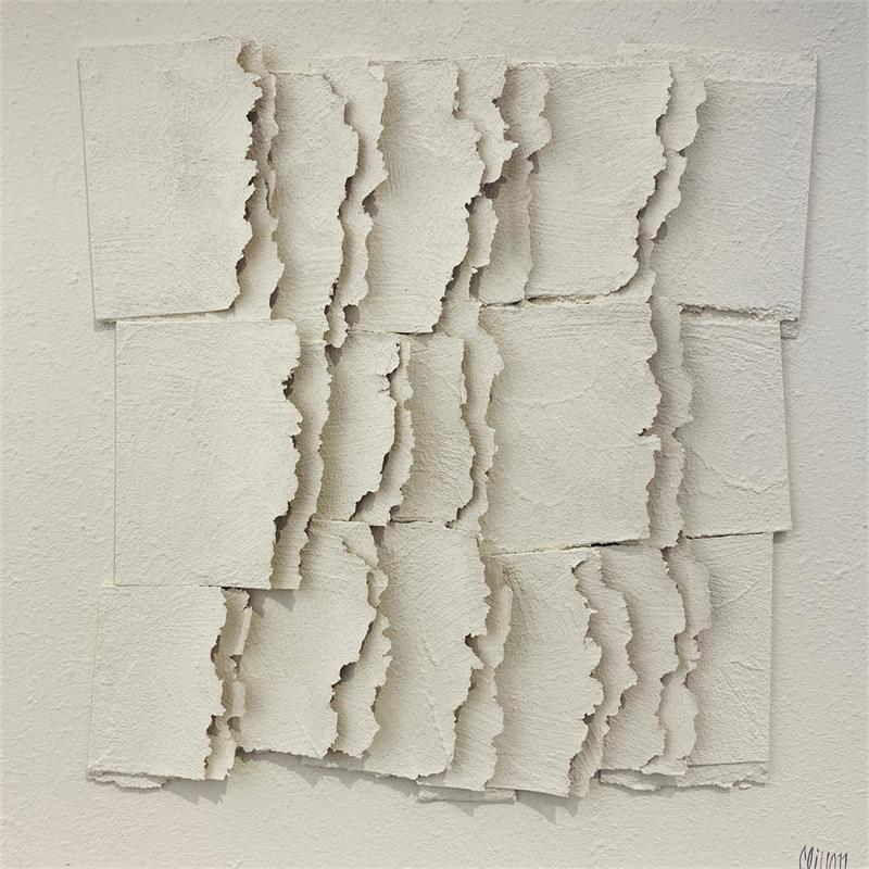 Painting White on white by Clisson Gérard | Painting Abstract Minimalist