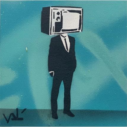 Peinture Graff light blue trader par Valérian Lenud | Tableau Street Art Graffiti scènes de vie