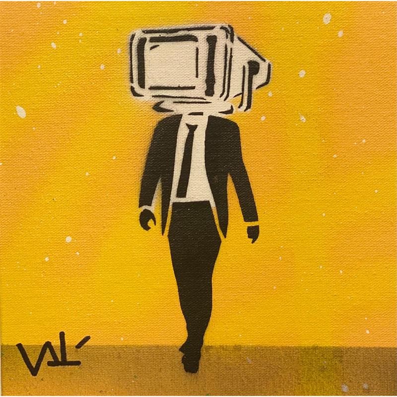Gemälde Computer trader von Lenud Valérian  | Gemälde Street art Alltagsszenen Graffiti